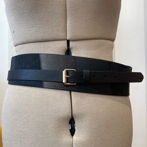 Black All Saints Leather and Pony Wrap Belt